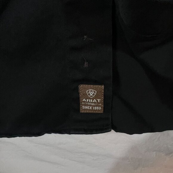 Ariat Mens Black Button-Down Long-Sleeve Shirt XL Cotton Blend Embroidered Logo - Picture 8 of 9